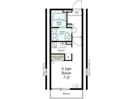 リブリCELESTIAL EARTH(1K/1階)の間取り写真