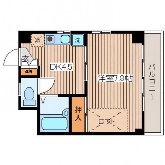 コートドール3(1DK/4階)の間取り写真