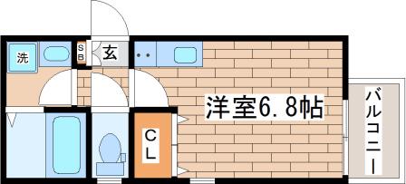 クレセント西代(ワンルーム/2階)の間取り写真