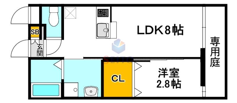 リアコート関大前II(1LDK/1階)の間取り写真