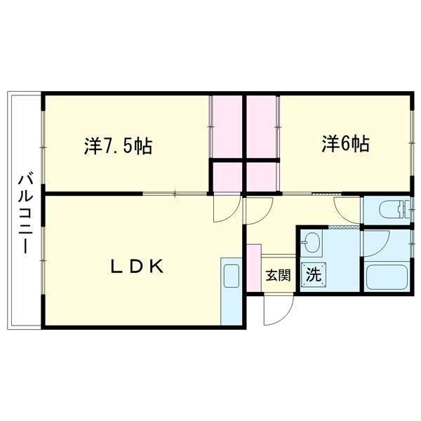 メゾンベルウェル(2LDK/3階)の間取り写真