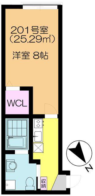 グラジーエ大久保(1K/2階)の間取り写真