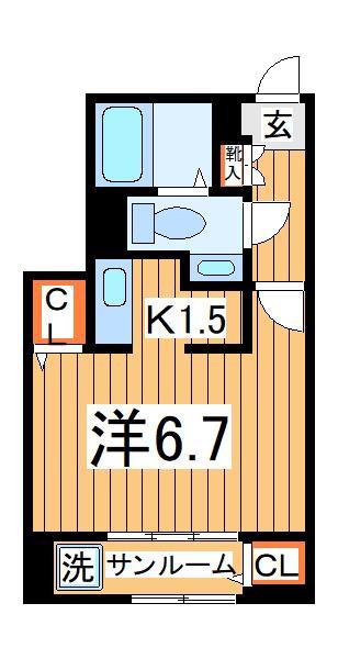 はみんぐ みはらⅡ(1K/1階)の間取り写真