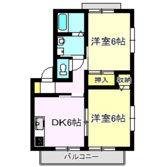 プルミエB棟(2DK/2階)の間取り写真