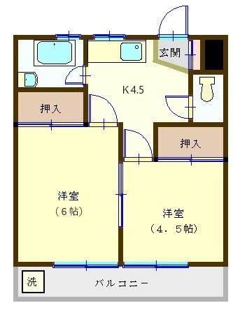 三和コーポ(2K/4階)の間取り写真