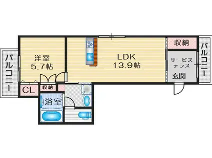 レユシールII(1LDK/3階)の間取り写真