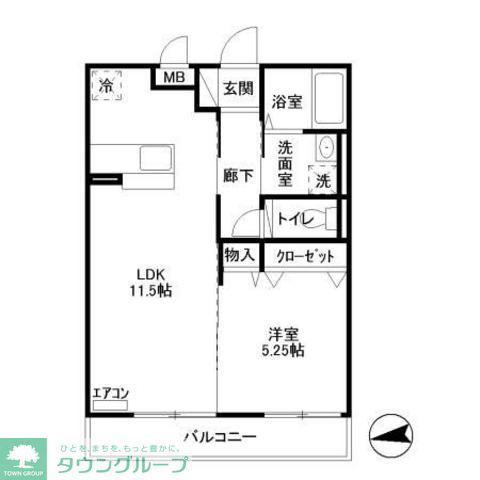 PURE COURT(1LDK/2階)の間取り写真