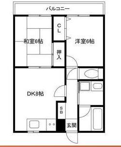 ハイツイベール(2DK/2階)の間取り写真