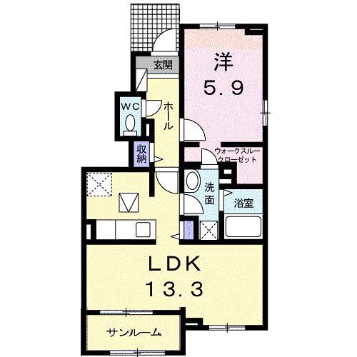 メルベージュ・II(1LDK/1階)の間取り写真