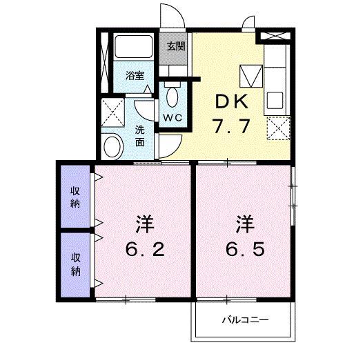 リヴィエール(2DK/1階)の間取り写真