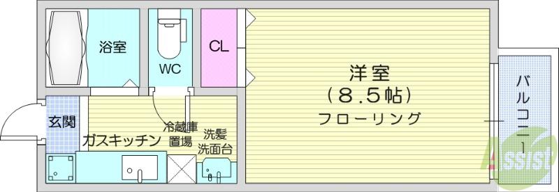 アイビー(1K/2階)の間取り写真