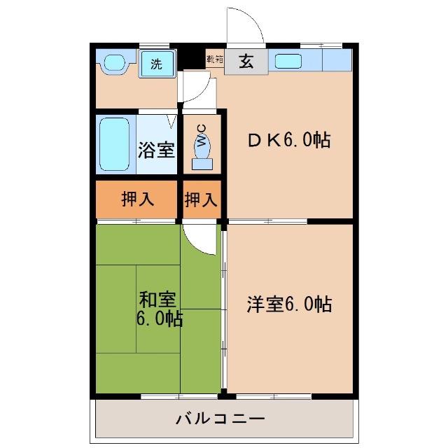 GTコーポ(2DK/3階)の間取り写真