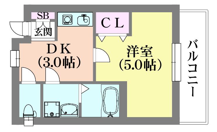 ときわ庄山ハイツ(1DK/1階)の間取り写真