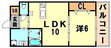 ヴィラ・ブリリオ神戸北野(1LDK/3階)の間取り写真