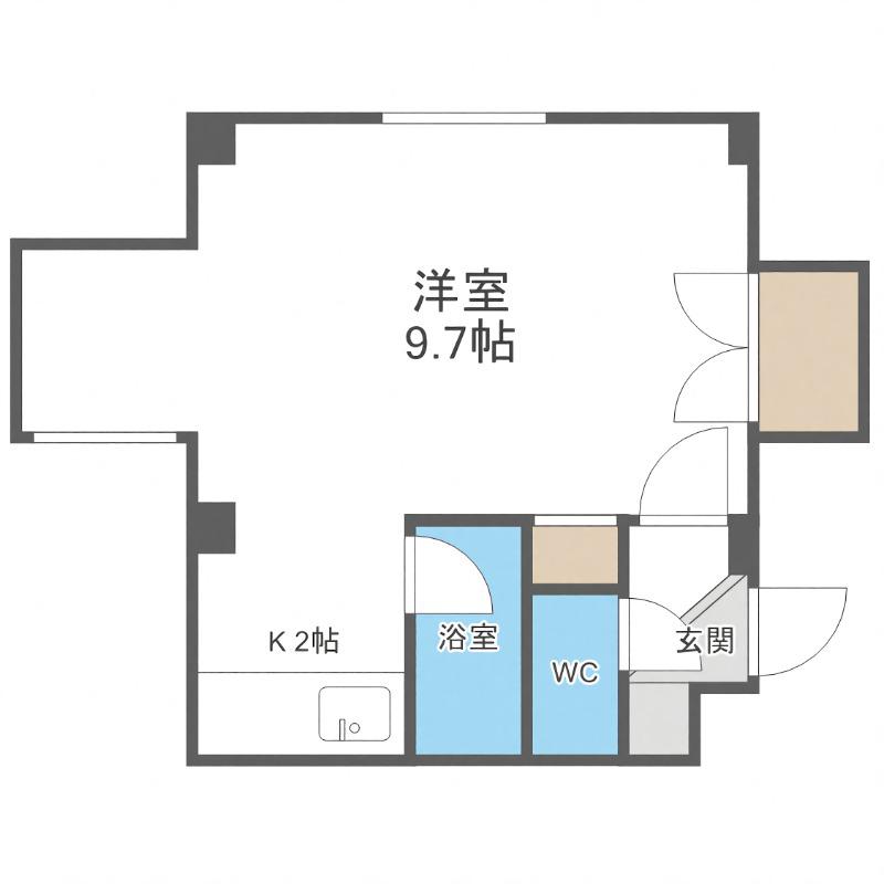 札幌アルタビル(1K/2階)の間取り写真
