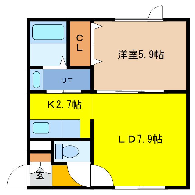 シャンティ(1LDK/1階)の間取り写真