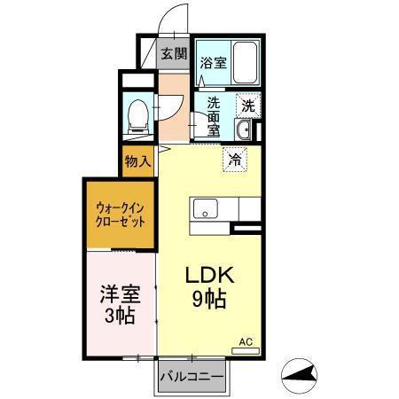 グランモア手形(1LDK/1階)の間取り写真
