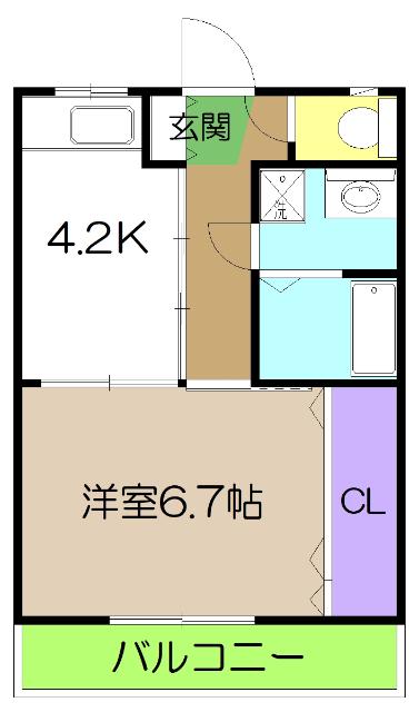 さんさんハウス(1K/2階)の間取り写真
