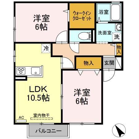 セジュールFKD・E(2LDK/2階)の間取り写真