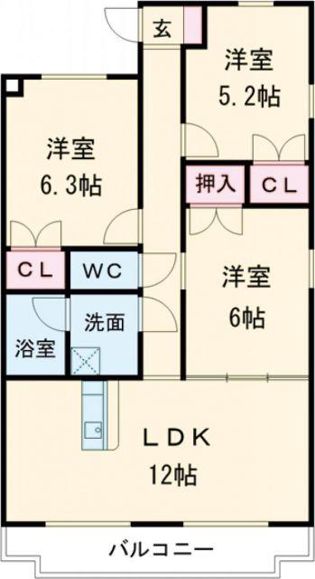 ふじ第二マンション(3LDK/2階)の間取り写真
