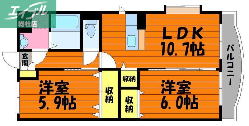 ラグゼールII(2LDK/1階)の間取り写真
