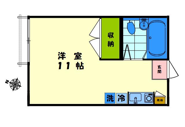 コーポ清美(ワンルーム/1階)の間取り写真