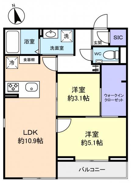 D-SOLACE津田沼II(2LDK/1階)の間取り写真