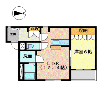 ルーラルハイツ(1LDK/1階)の間取り写真