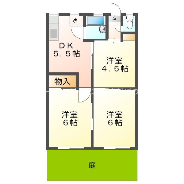 梅園荘(3DK/1階)の間取り写真