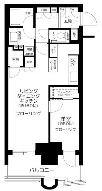 パークタワー勝どきミッド(1LDK/37階)の間取り写真