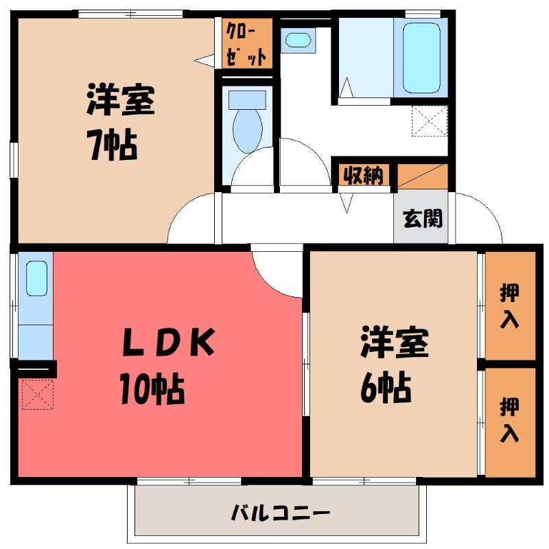 サンパティーク(2LDK/2階)の間取り写真