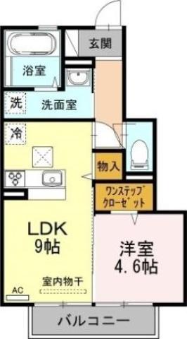 フィオーレ沖浜(1LDK/1階)の間取り写真