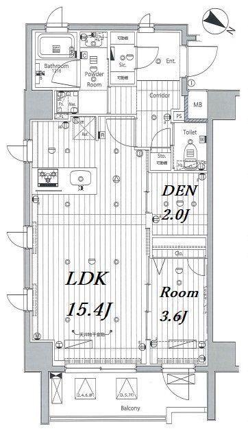 メイクス浅草イースト(1SLDK/3階)の間取り写真