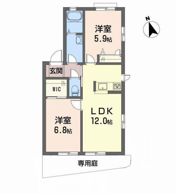 プランドール凛B棟(2LDK/1階)の間取り写真