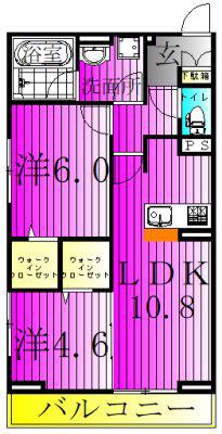 グランディール柏の葉(2LDK/3階)の間取り写真