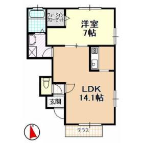 棒屋第五下池ハイツ(1LDK/1階)の間取り写真