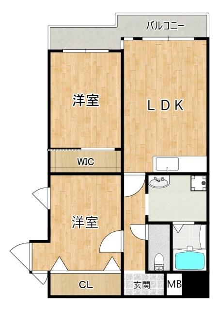 センターヒル千舟(2LDK/2階)の間取り写真