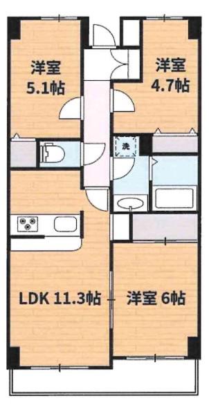 グローバル五香(3LDK/2階)の間取り写真