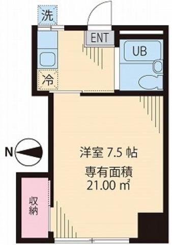 ヒルズ要町(1K/2階)の間取り写真