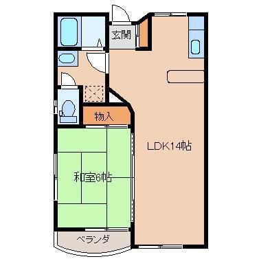 第2サンライズイトー(1LDK/1階)の間取り写真