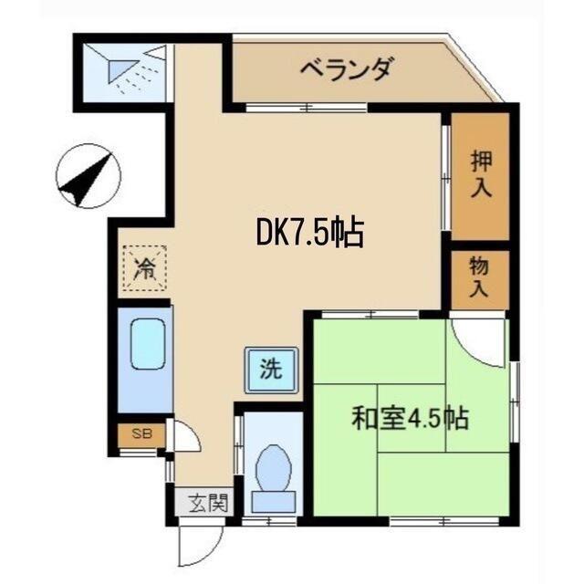 なるみ荘(1DK/1階)の間取り写真