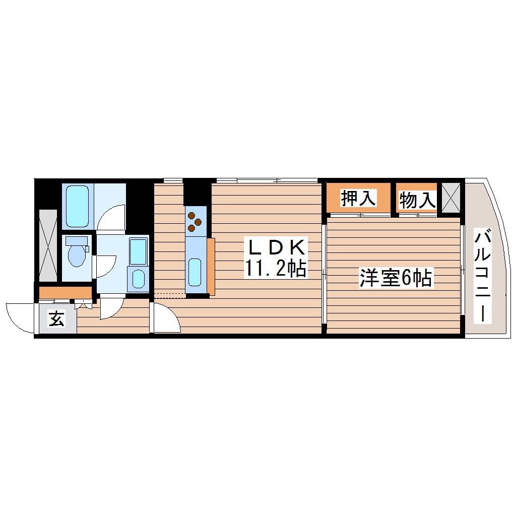 グリーンパーク小松島(1LDK/7階)の間取り写真