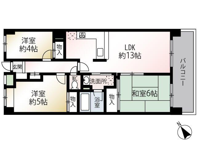 フォレスタ井土ヶ谷I(3LDK/3階)の間取り写真