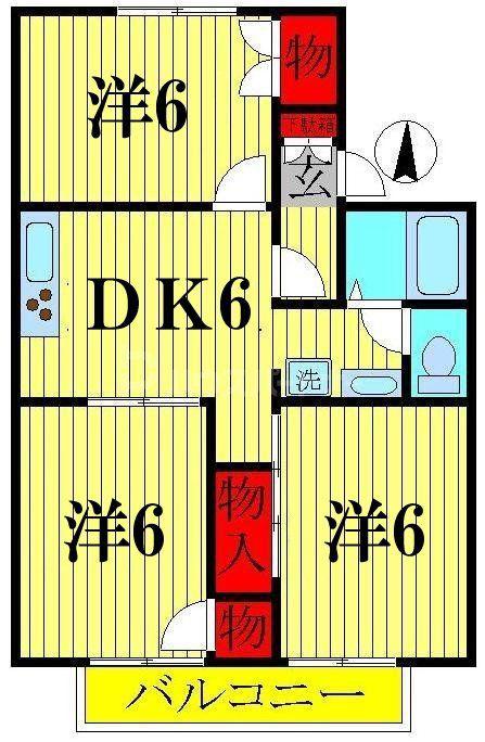 サンコレクト柏の葉(3DK/2階)の間取り写真