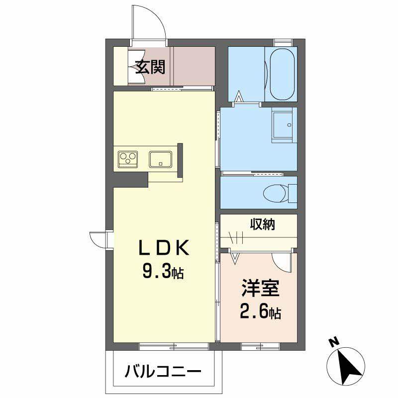 ヒルハイツ山手上(1LDK/1階)の間取り写真