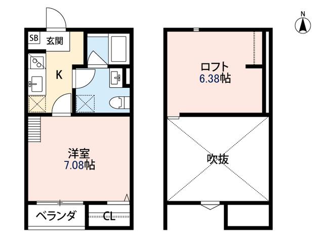 サングレイス南清水(1K/2階)の間取り写真