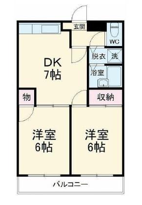 アーバン高野台(2DK/3階)の間取り写真