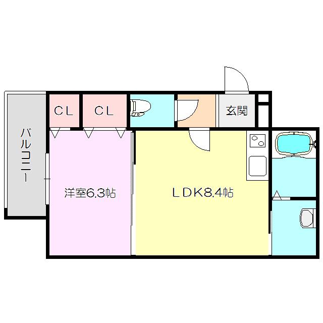 フジパレス井高野Ⅰ番館(1LDK/2階)の間取り写真