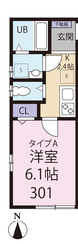 グランシャレー北千住(1K/3階)の間取り写真