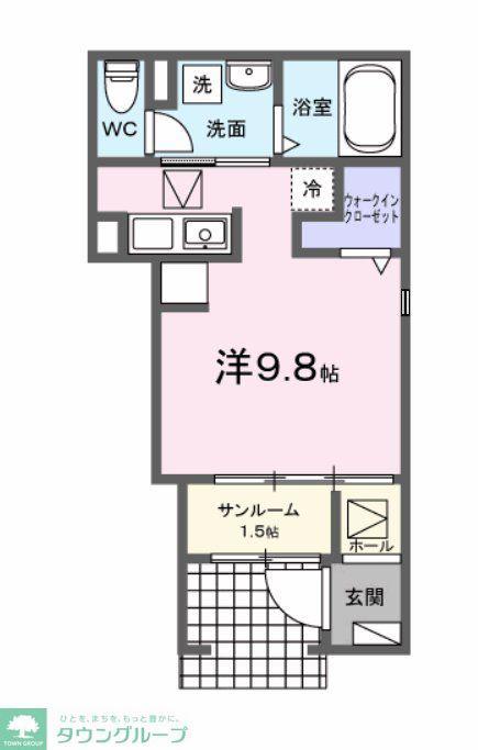 東武小泉線 西小泉駅 徒歩31分 2階建 築1年(ワンルーム/1階)の間取り写真